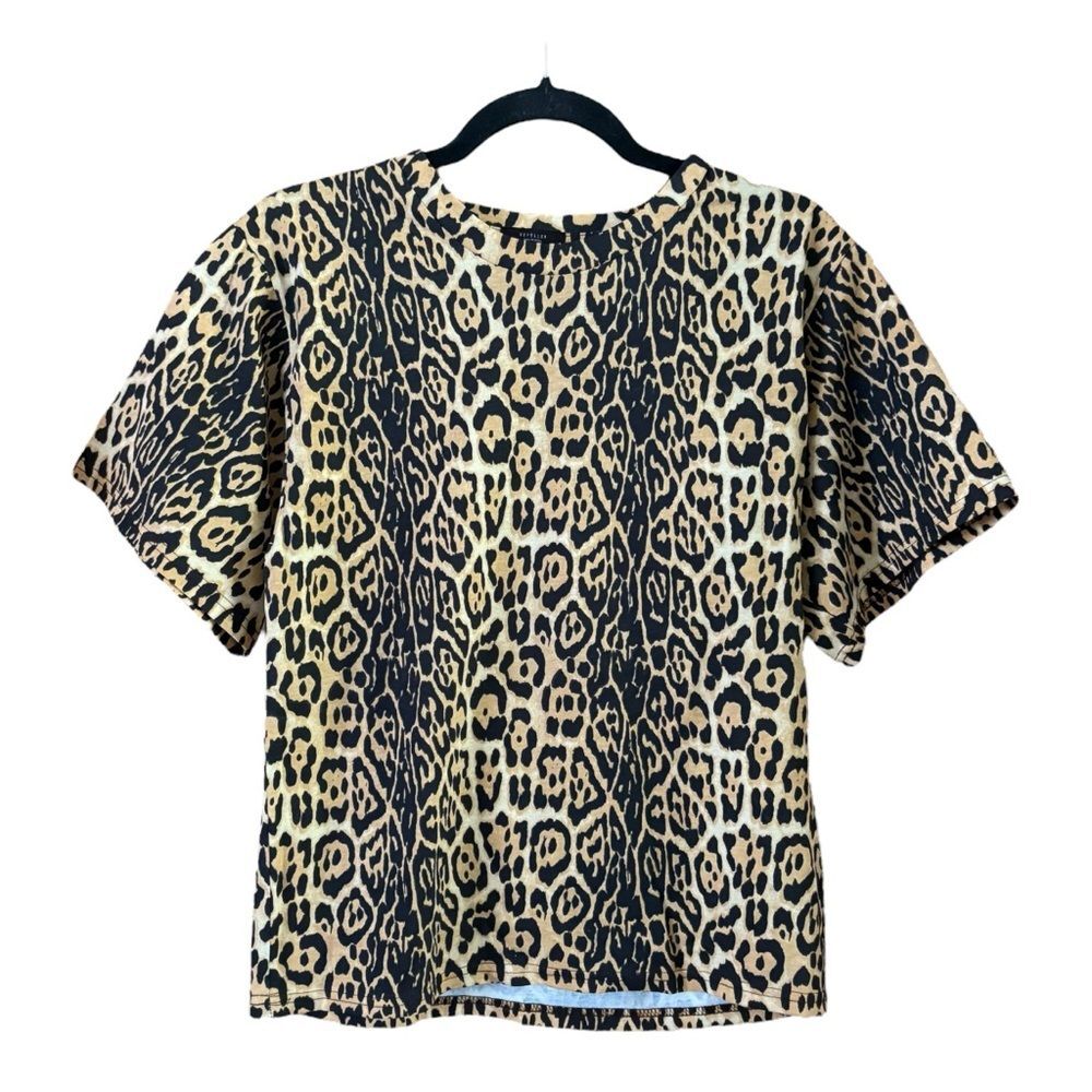 Repeller Leopard Print Cotton Short Sleeve Tee